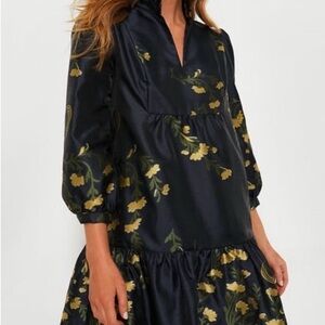 Tuckernuck Navy Jasmine Vine Palmerston Dress XXL